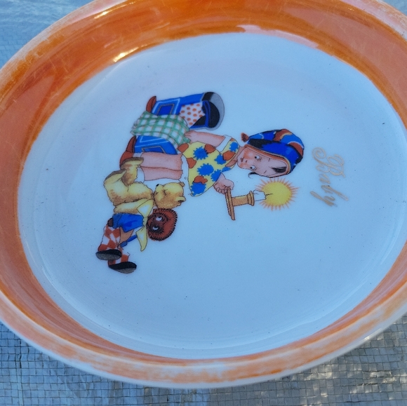 Antique 1920's Baby Dish Bowl Stamped "Made in Czecho - Slovakia" Scene - Picture 6 of 8